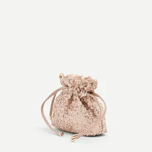Borsa a sacca rosa con paillettes