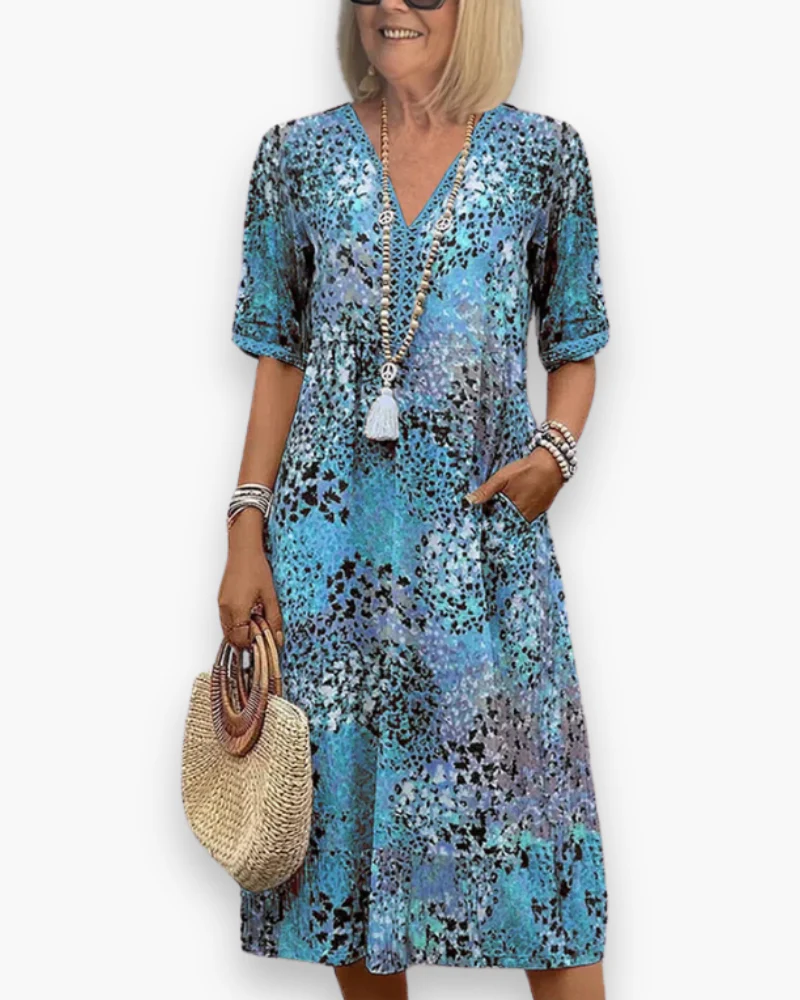 Robe Fleurie Midi pour Femme | Élégant et Confort – Image 3