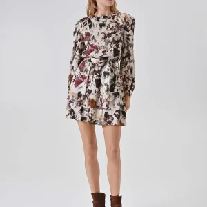 Abito bordeaux stampa floreale