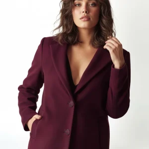 Cappotto Curvy monopetto rosso bordeaux