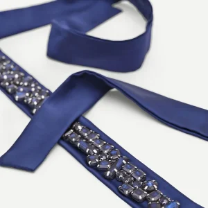 Cintura atelier blu indaco con pietre