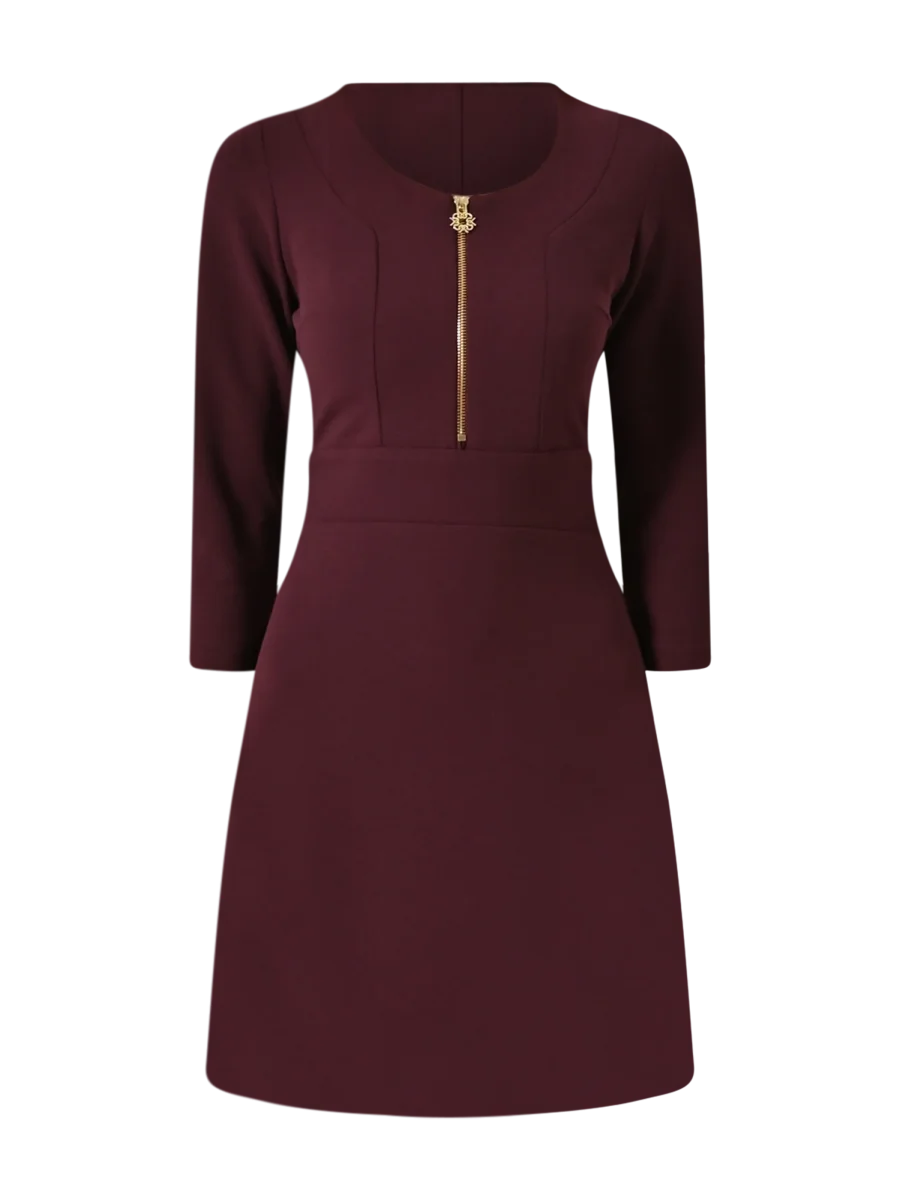 Abito Bordeaux con Zip in Scuba mano Crepe – Image 6