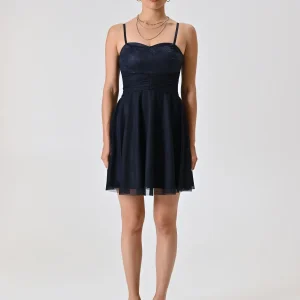 Abito Corto a Ruota Blu Navy