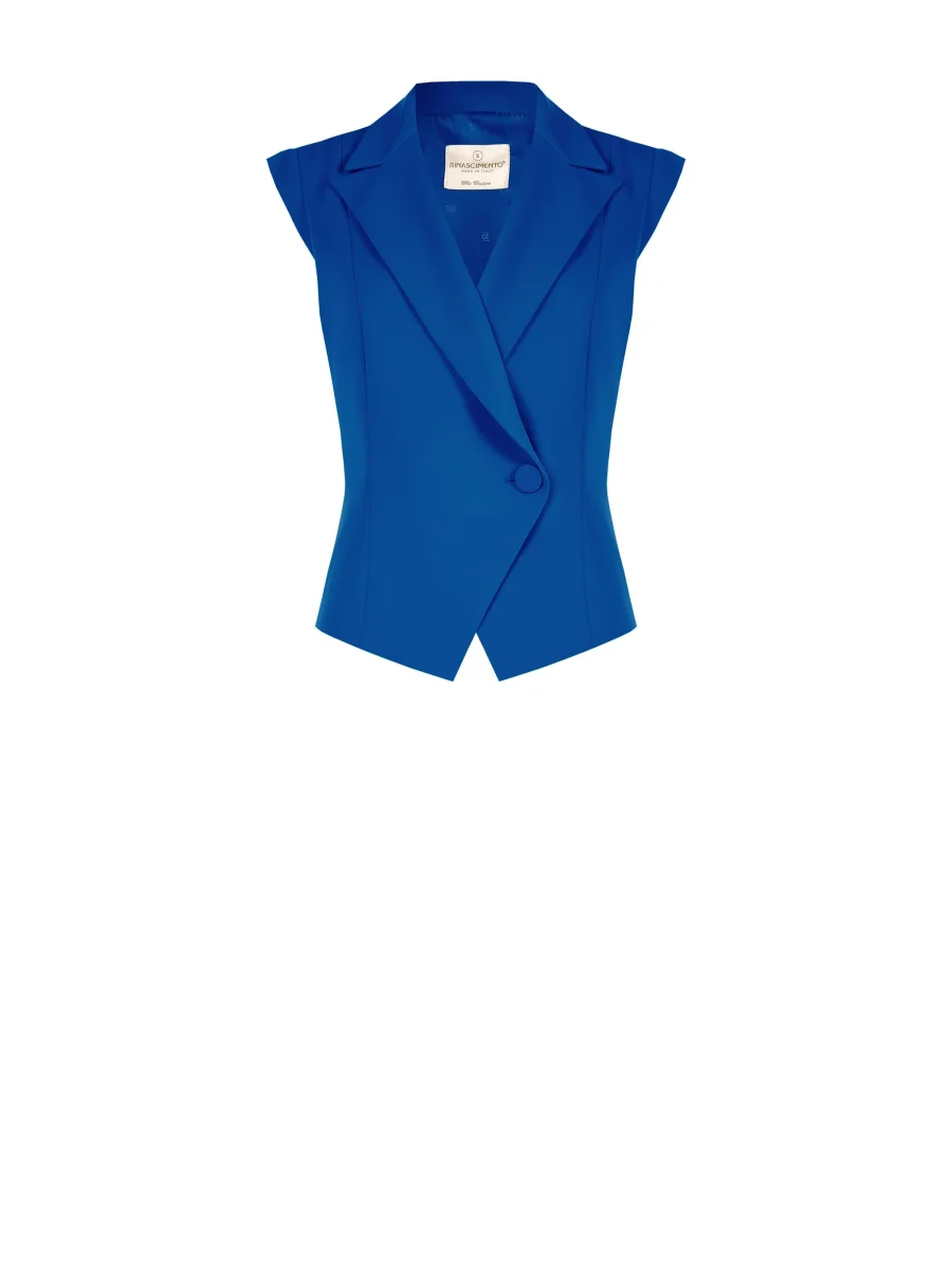 Gilet Studio blu indaco con chiusura asimmetrica – Image 7