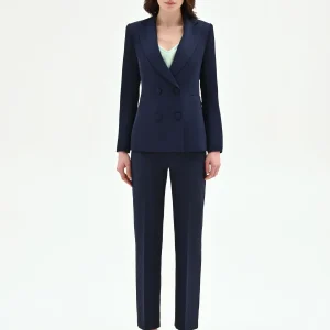 Giacca doppiopetto blu in cadi