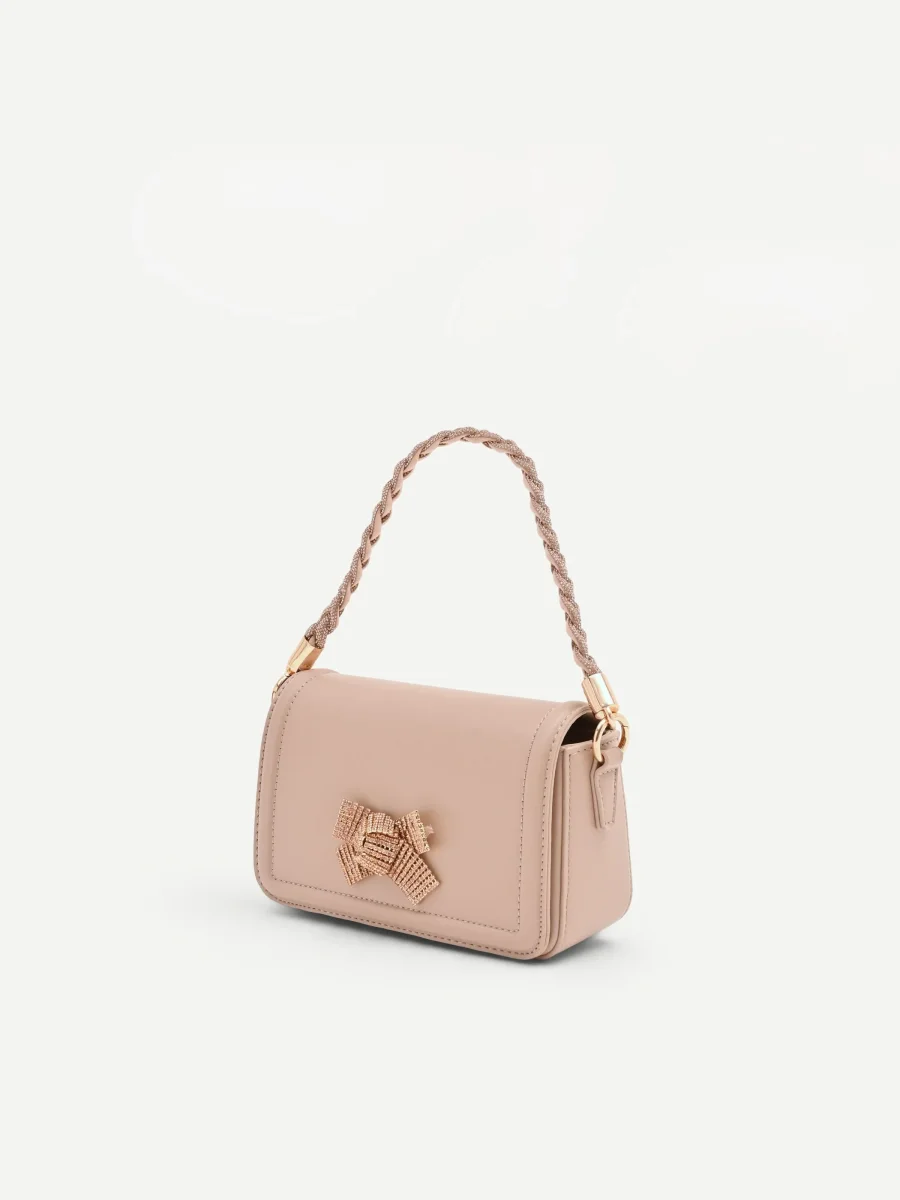 Borsa pochette rosa con fiocco gioiello – Image 2