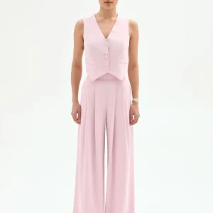 Gilet monopetto rosa pastello