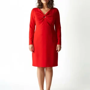 Abito Curvy rosso con dettaglio ad anello