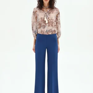 Pantalone a palazzo blu brillante