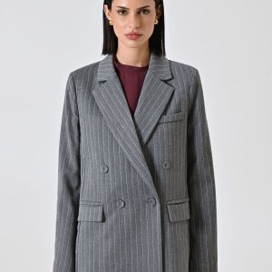 Giacca Grigia Doppiopetto Gessata