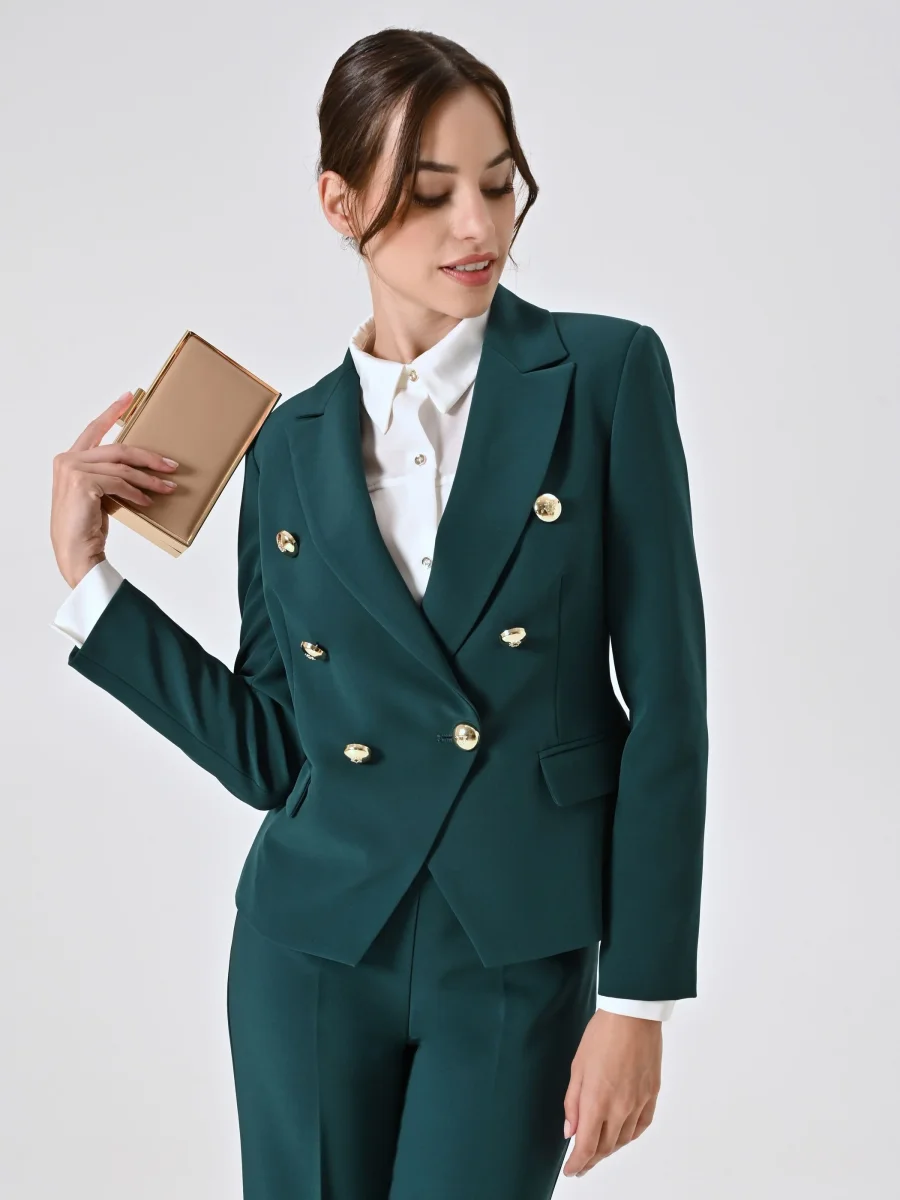 Giacca Doppiopetto Verde in Tessuto Tecnico – Image 7