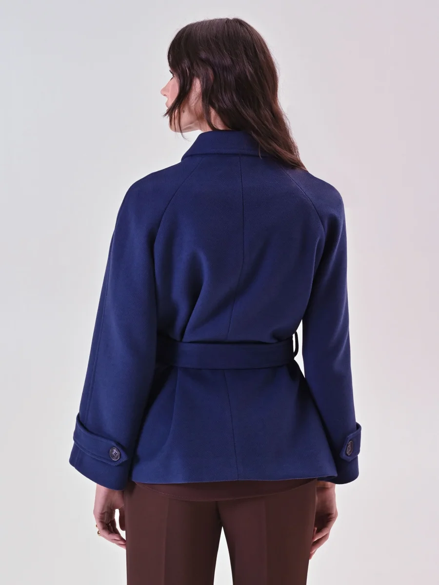 Cappotto Blu Corto in Velour – Image 4