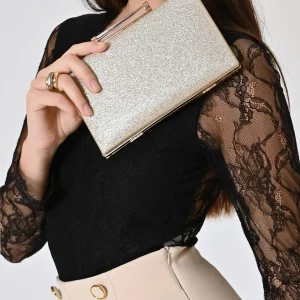Clutch Glitter Platino