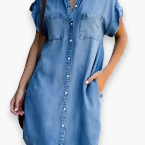 Robe Chemise En Denim Léger Pour Femme | Mini Élégante