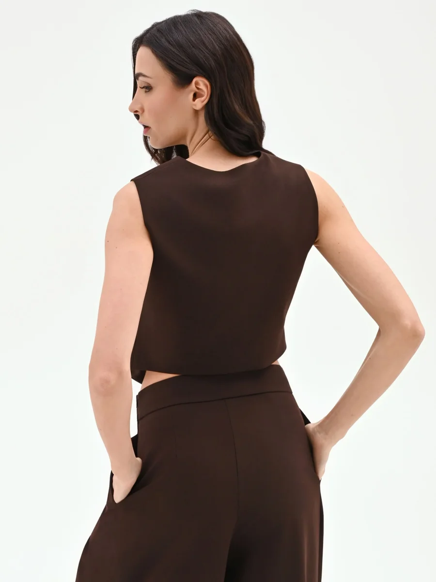 Gilet cropped moro marrone – Image 4