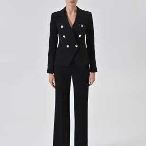 Giacca doppiopetto nera con motivo chevron