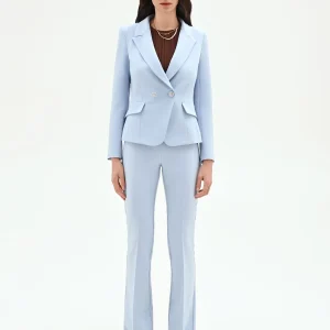 Giacca blazer cielo azzurro con rever a lancia