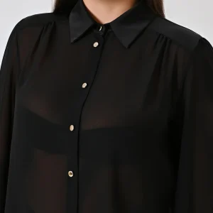 Camicia Curvy Nera in Raso
