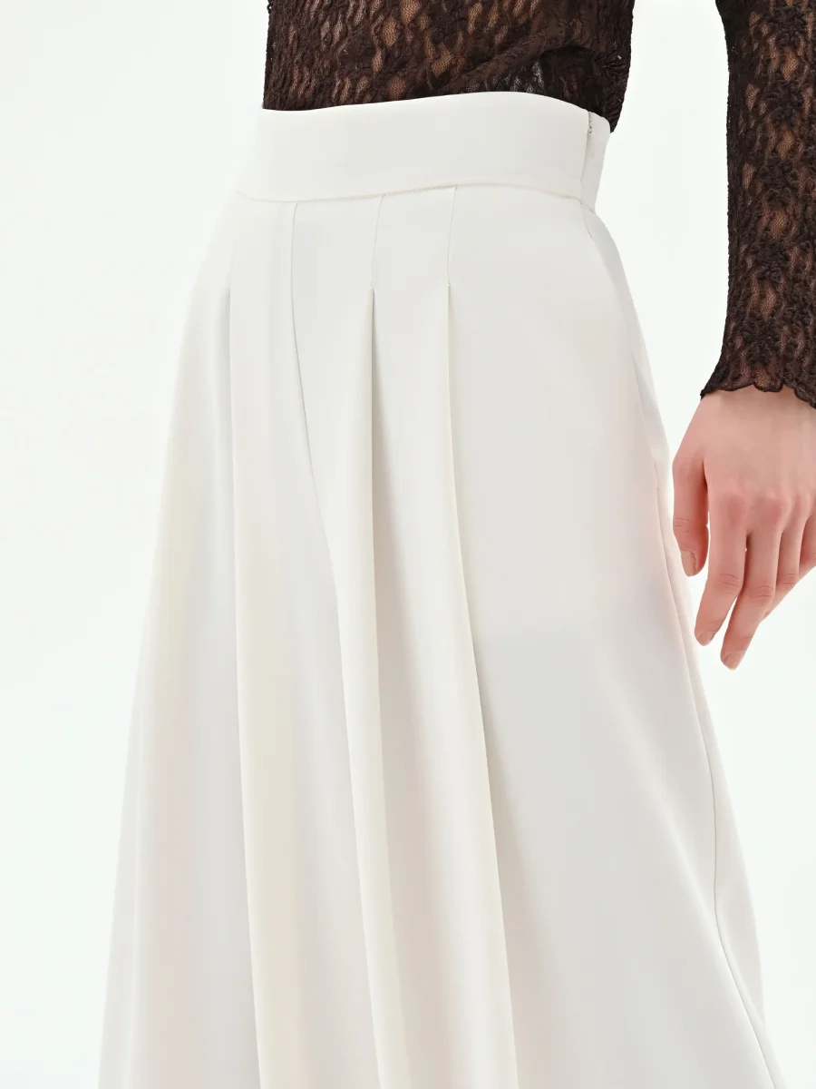 Pantalone a palazzo bianco a vita alta – Image 5