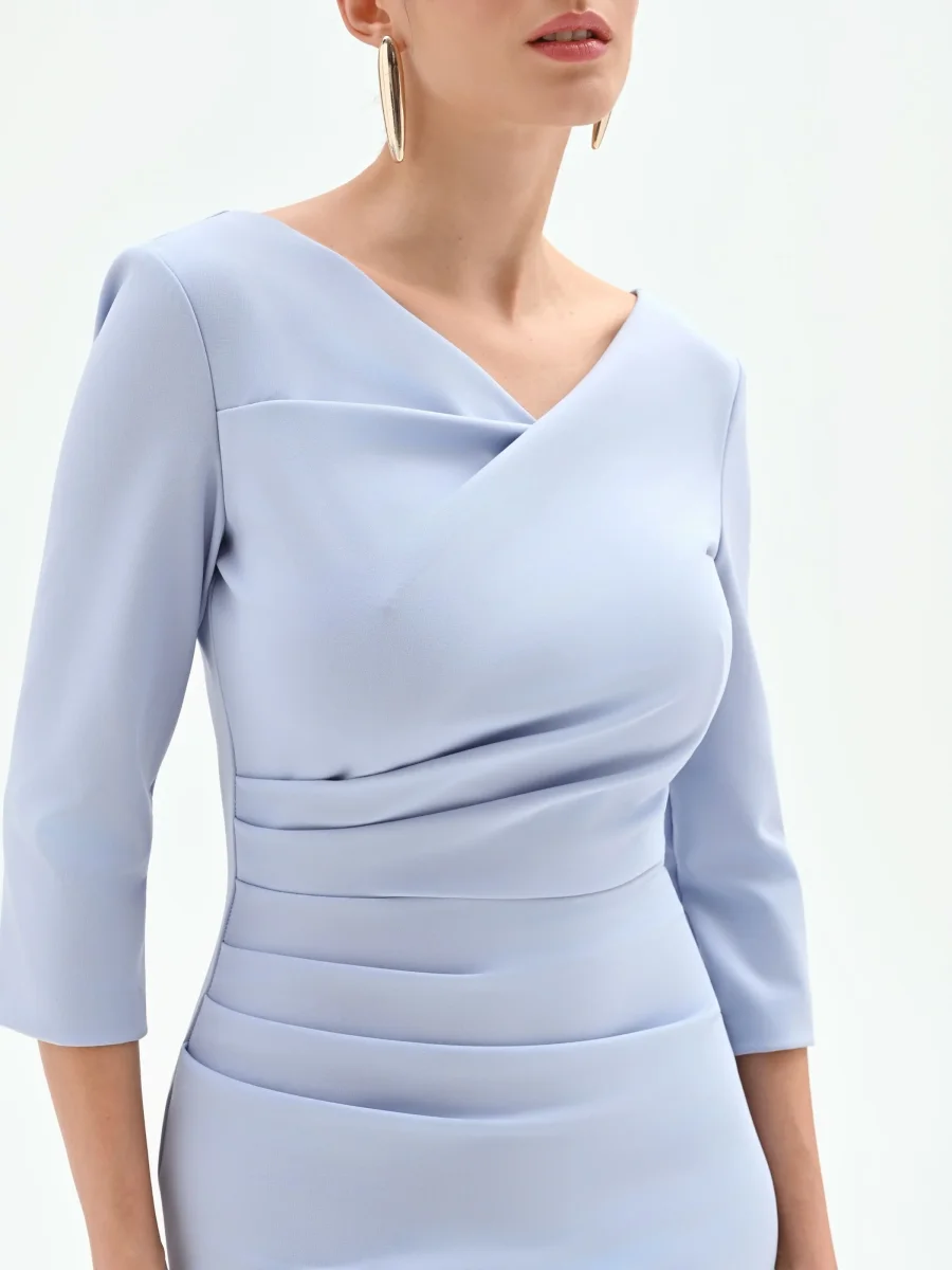 Abito tubino azzurro drappeggiato – Image 4