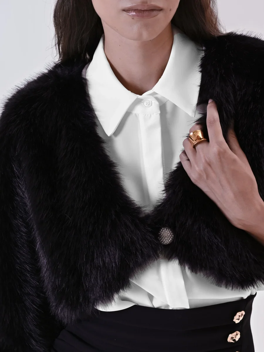 Coprispalle effetto Pelliccia Nera – Image 4