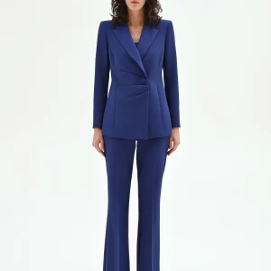 Giacca Studio blu indaco con drappeggio laterale