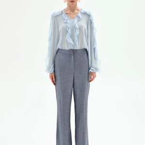 Pantalone a gamba ampia in chambray