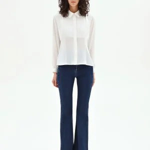 Camicia in raso panna bianco