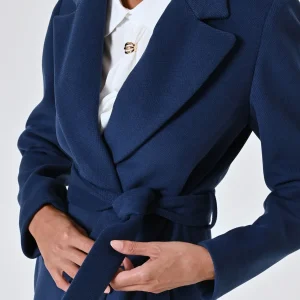 Cappotto Vestaglia Midi Blu Navy