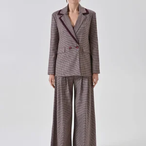 Giacca doppiopetto check Bordeaux