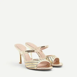 Sandalo sabot oro con fascia di strass