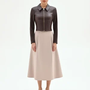 Giacca similpelle marrone con colletto