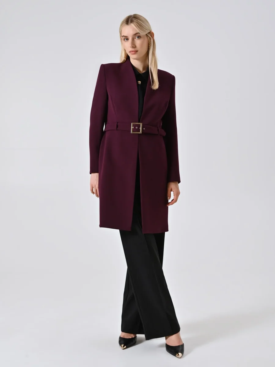 Spolverino Bordeaux con Fibbia Geometrica – Image 3