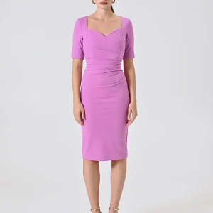 Tubino Rosa Orchidea in Punto Milano con Scollo a Cuore