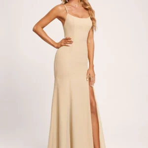 Robe Longue Champagne À Col Bénitier