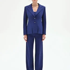 Giacca Studio blu indaco monopetto con spacchi