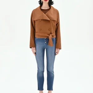 Giacca doppiopetto cammello effetto dainetto