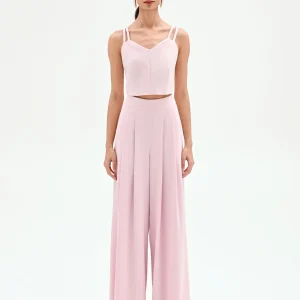 Top corto rosa pastello con doppie spalline