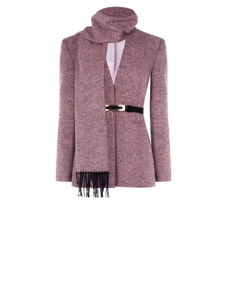 Cappotto Rosa in Tessuto Spinato – Image 7