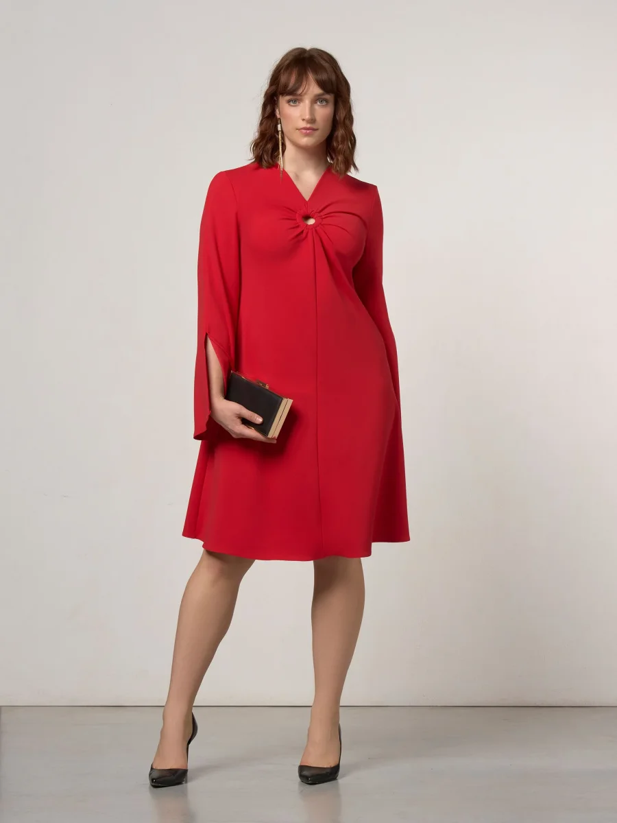 Abito Curvy rosso con dettaglio ad anello – Image 7