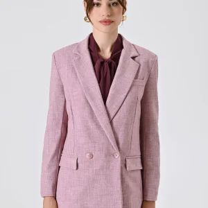Giacca Doppiopetto Rosa in Tessuto Maschile