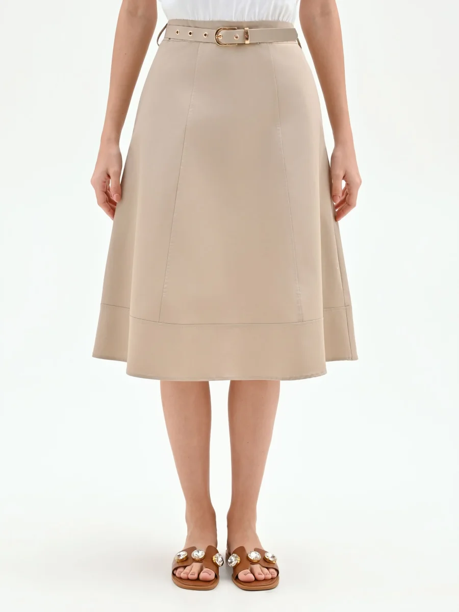 Abito beige scuro con corpetto a contrasto – Image 3