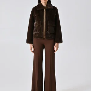 Giacca Corta effetto Pelliccia Marrone