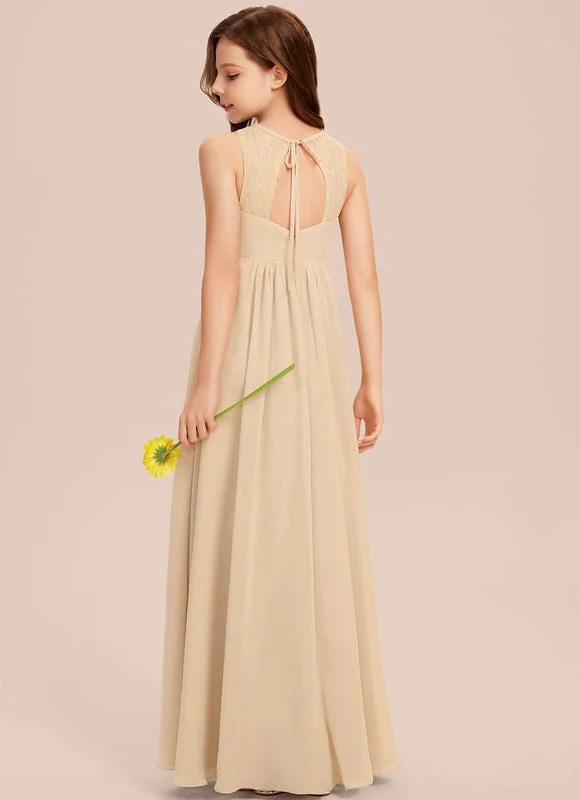 Robe Longue Champagne À Col Bénitier Et Ourlet Volanté – Image 6