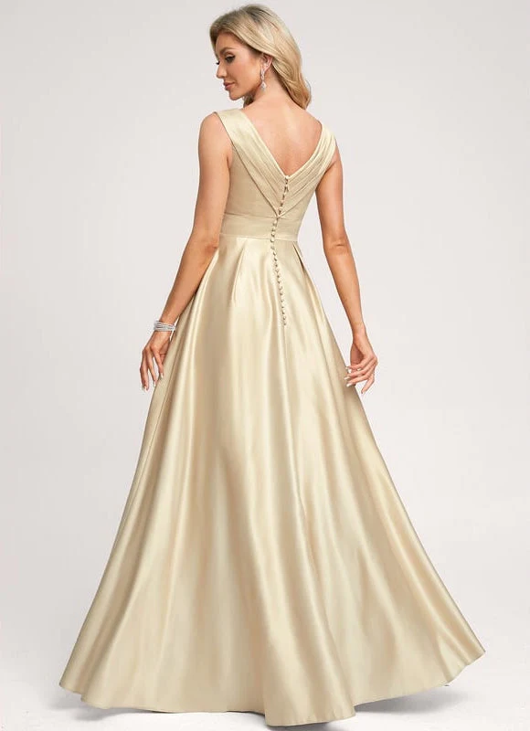 Robe Longue Satin Champagne – Image 3