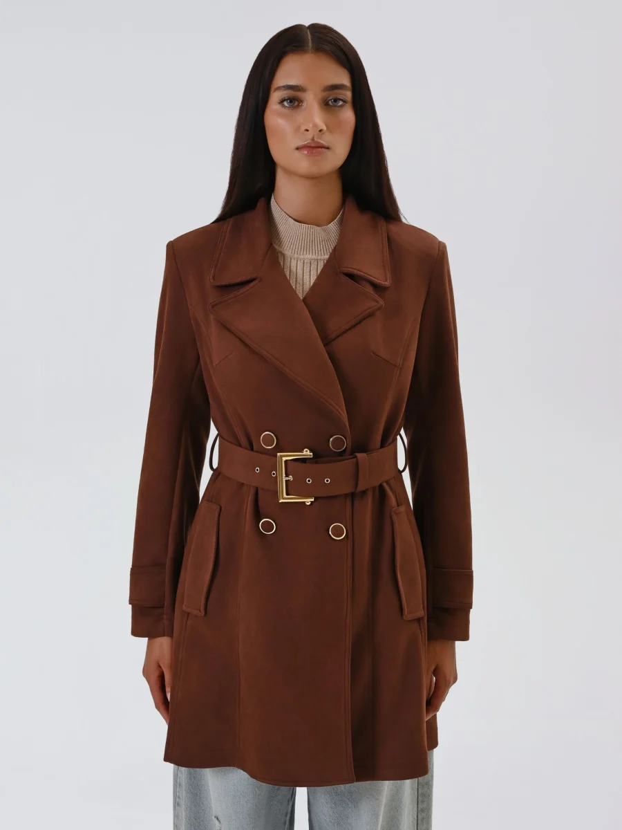 Trench Marrone effetto Camoscio – Image 2