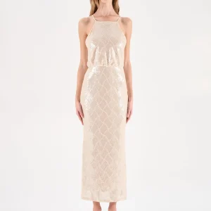 Abito paillettes con scollo all'americana