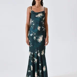 Abito Lungo stampa Floreale Verde