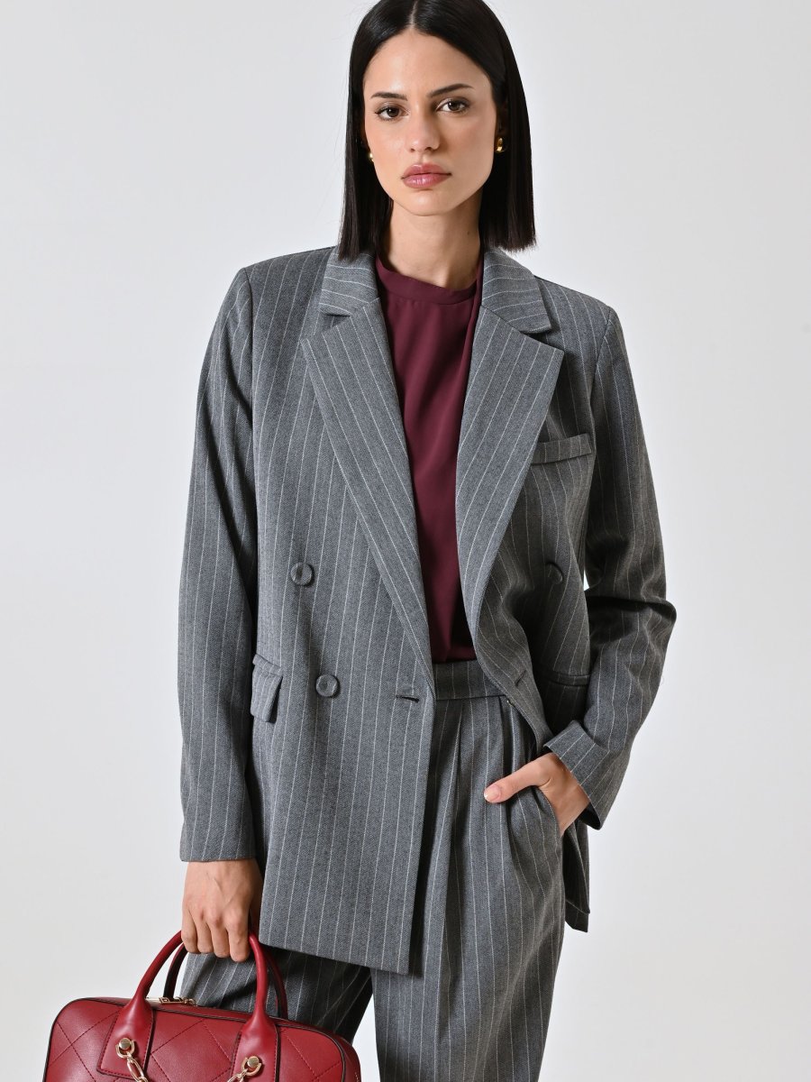 Giacca Grigia Doppiopetto Gessata – Image 7