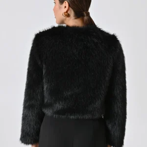 Giacca Corta effetto Pelliccia Nera